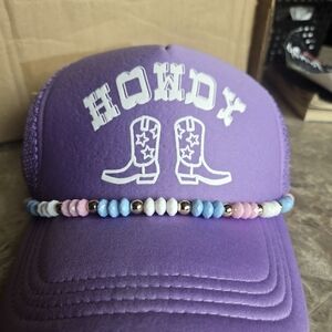 Packed Party Purple and Blue Trucker Hat with Beaded Accents